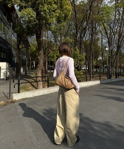 세미배럴 와이드 팬츠 베이지