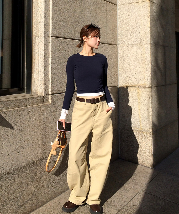 セミバルーンワイドパンツ BEIGE