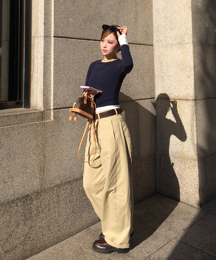 セミバルーンワイドパンツ BEIGE