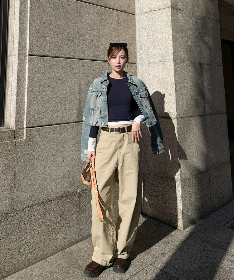 セミバルーンワイドパンツ BEIGE