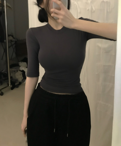 シルキーソフト5分袖半袖TシャツS(5color) CHARCOAL