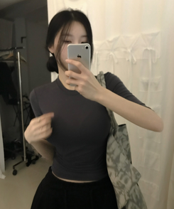 シルキーソフト5分袖半袖TシャツS(5color) CHARCOAL