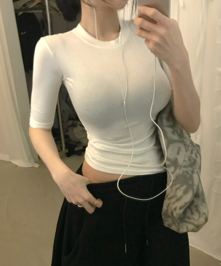 シルキーソフト5分袖半袖TシャツS(5color) IVORY