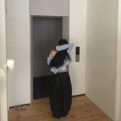 スリムニットクロップカーディガン(5color) SKY BLUE