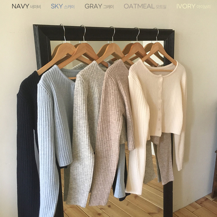 スリムニットクロップカーディガン(5color)