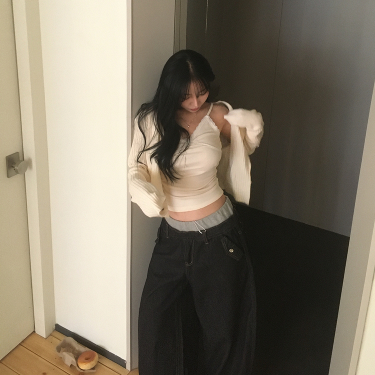 スリムニットクロップカーディガン(5color) IVORY