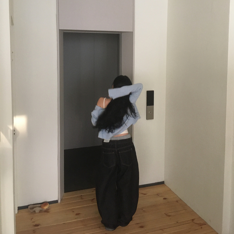 スリムニットクロップカーディガン(5color) SKY BLUE