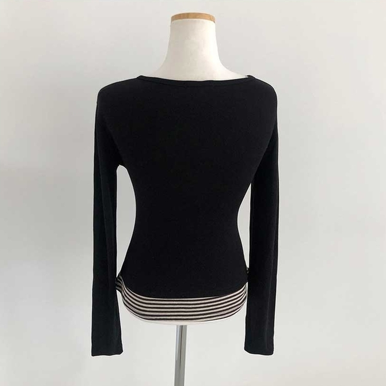 レイヤードストライプTシャツ