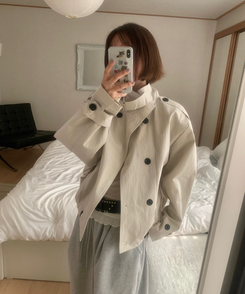 ハイネックバックルトレンチクロップジャケット IVORY