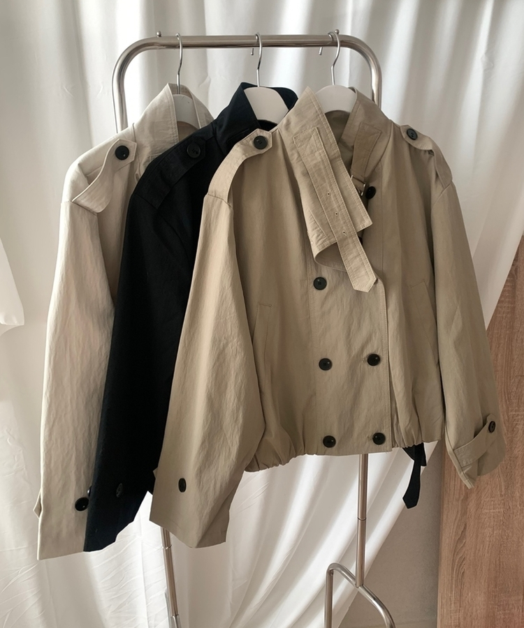 ハイネックバックルトレンチクロップジャケット