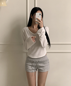 【ROUND/V-NECK】カバー長袖Tシャツ IVORY