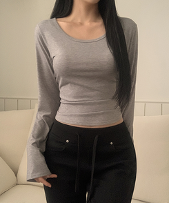 【ROUND/V-NECK】カバー長袖Tシャツ GREY