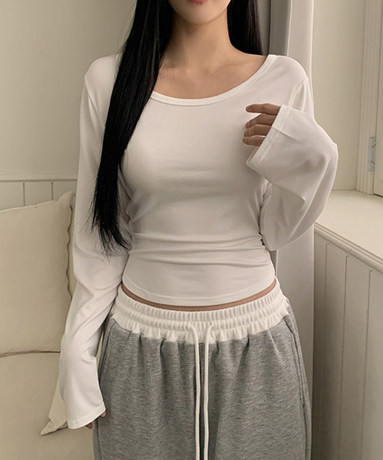 【ROUND/V-NECK】カバー長袖Tシャツ IVORY