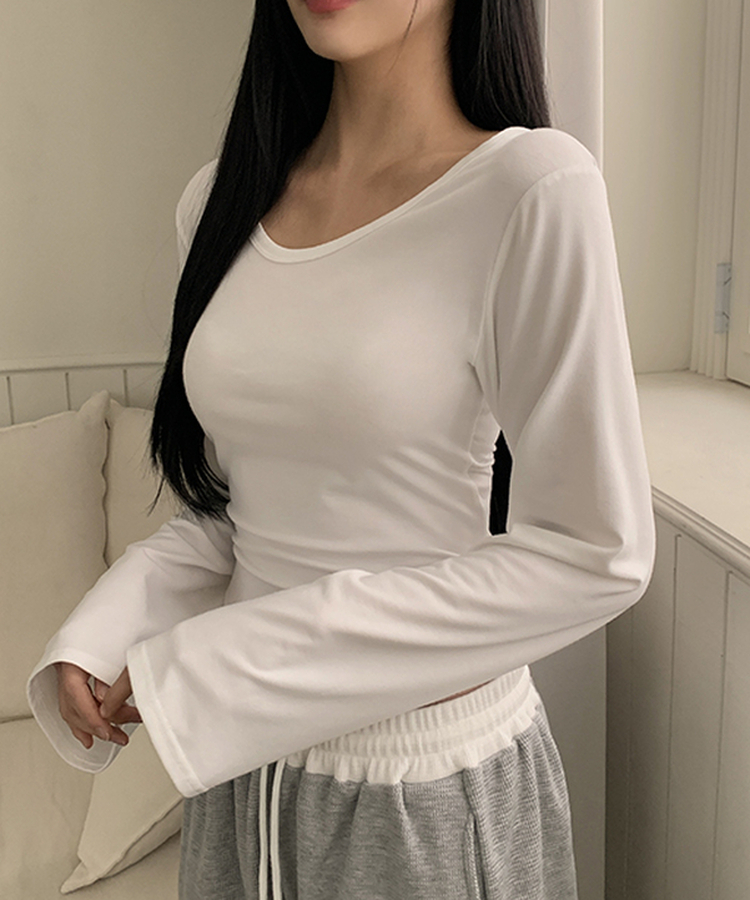 【ROUND/V-NECK】カバー長袖Tシャツ IVORY