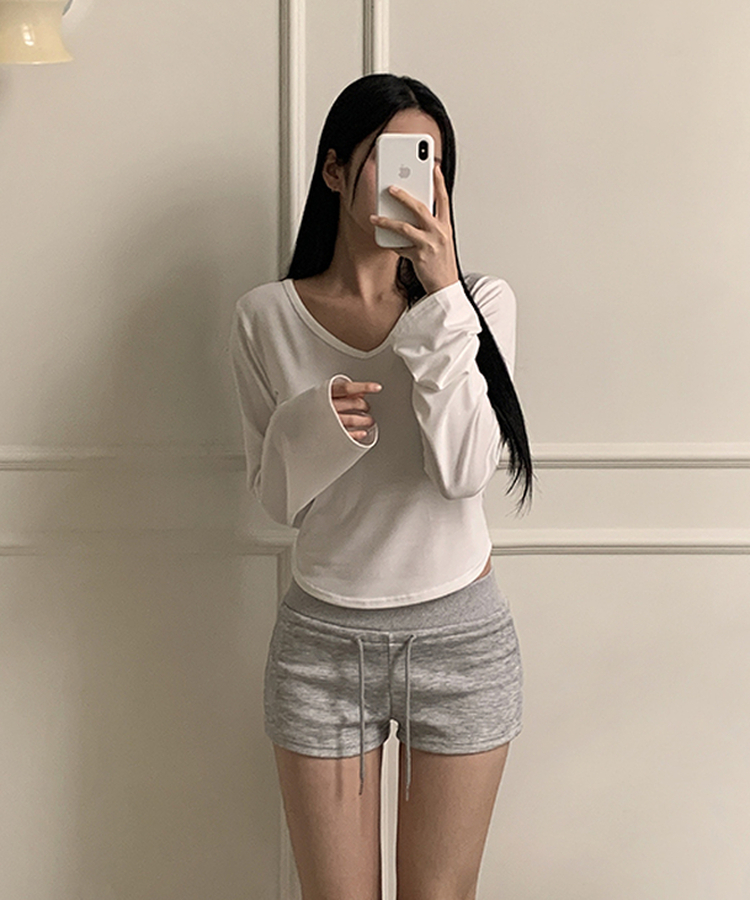 【ROUND/V-NECK】カバー長袖Tシャツ IVORY