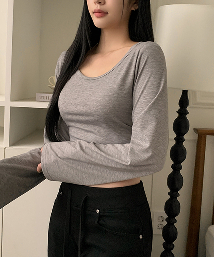 【ROUND/V-NECK】カバー長袖Tシャツ GREY