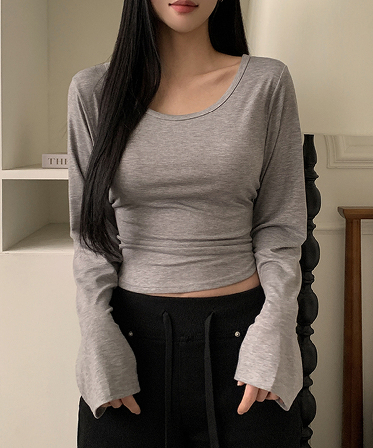 【ROUND/V-NECK】カバー長袖Tシャツ GREY