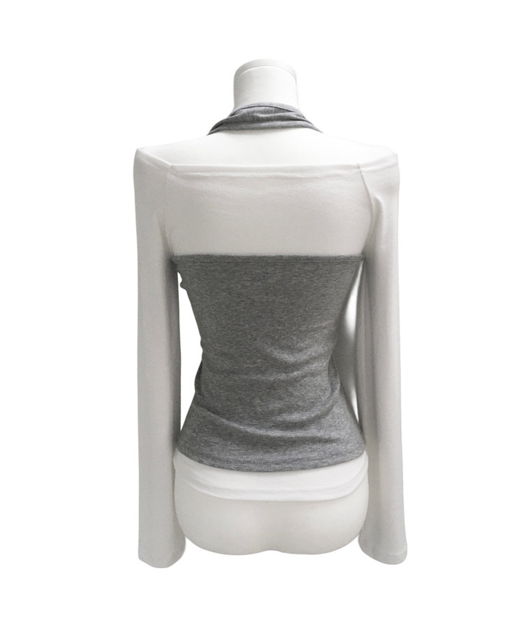 【SET】ボタンホルターキャミソール オフ長袖Tシャツ