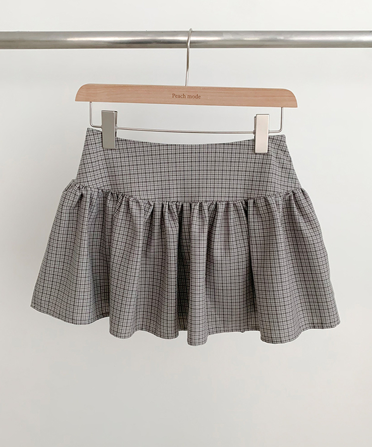 【SET】チェックスクエア長袖ブラウスプリーツミニスカート