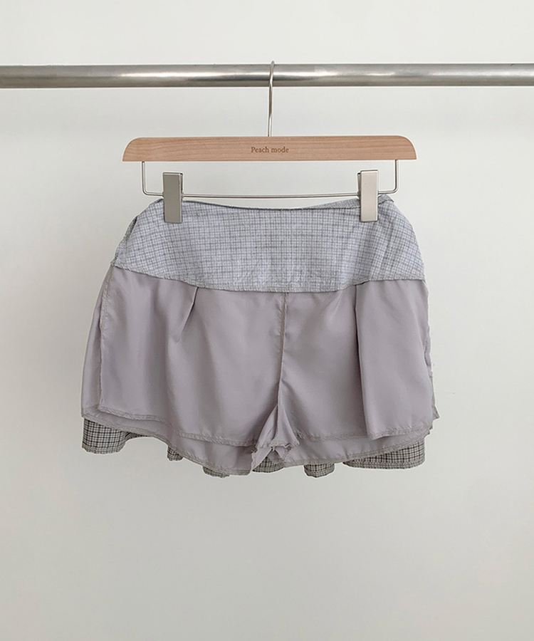 【SET】チェックスクエア長袖ブラウスプリーツミニスカート