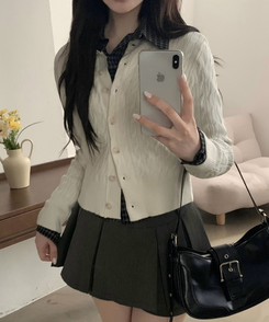 チェッククロップシャツ BLACK