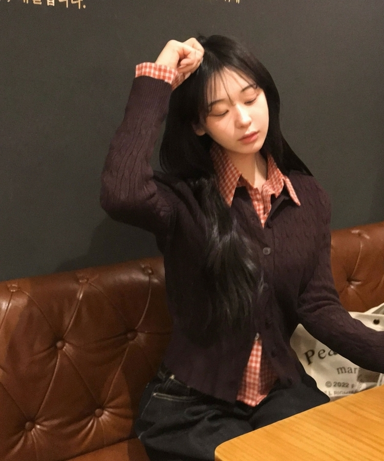 チェッククロップシャツ RED