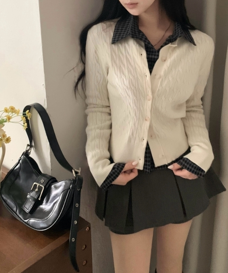 チェッククロップシャツ BLACK