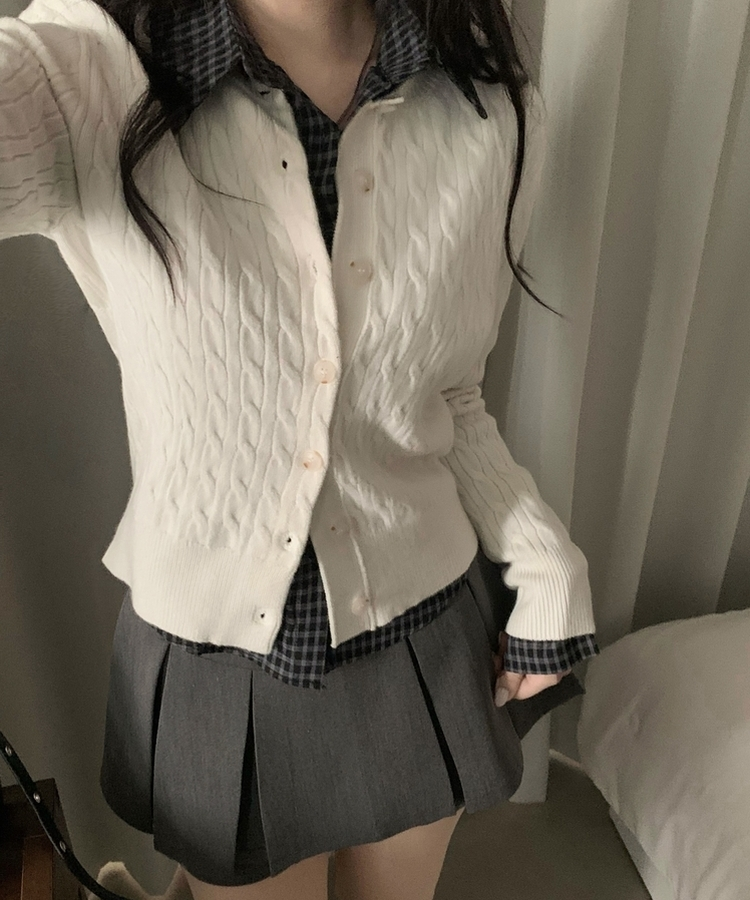 チェッククロップシャツ BLACK