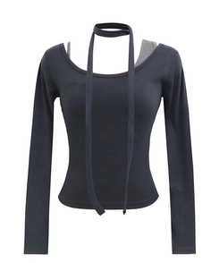 バイカラーレイヤードスリム長袖Tシャツ