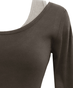 バイカラーレイヤードスリム長袖Tシャツ