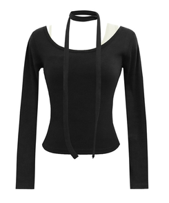 バイカラーレイヤードスリム長袖Tシャツ