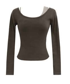 バイカラーレイヤードスリム長袖Tシャツ