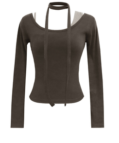 バイカラーレイヤードスリム長袖Tシャツ