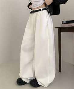 ベルトループ付きスウェットパンツ WHITE