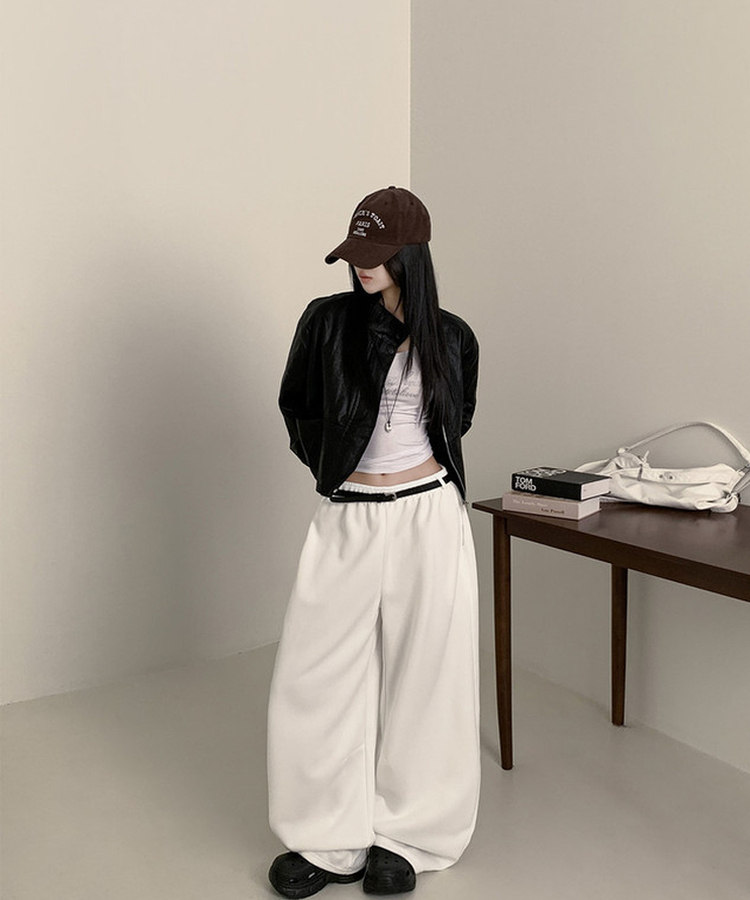 ベルトループ付きスウェットパンツ WHITE