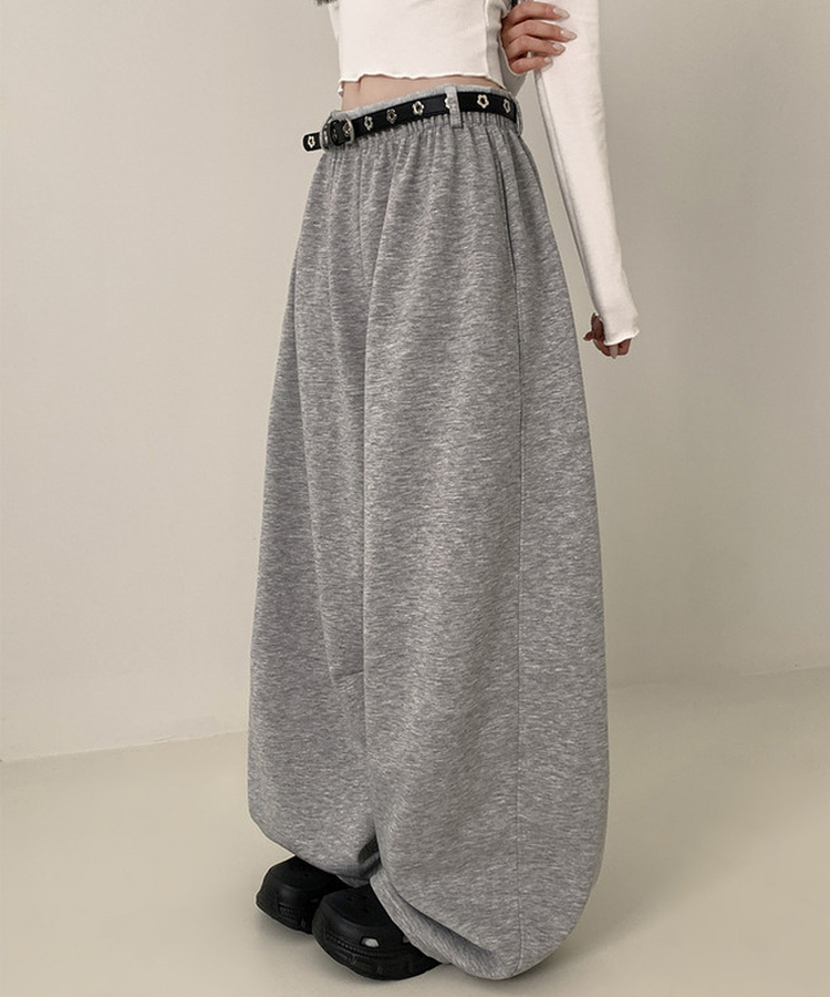 ベルトループ付きスウェットパンツ GREY