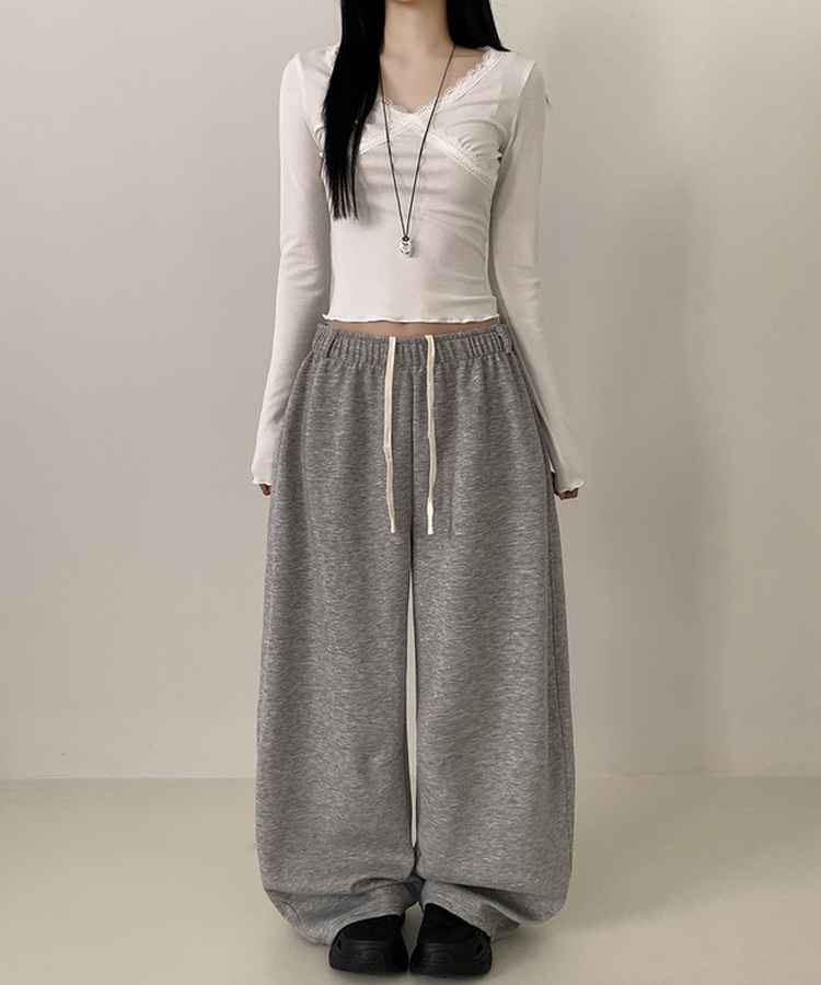 ベルトループ付きスウェットパンツ GREY