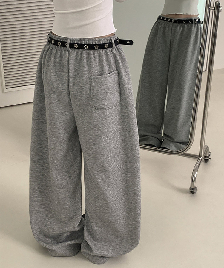 ベルトループ付きスウェットパンツ GREY