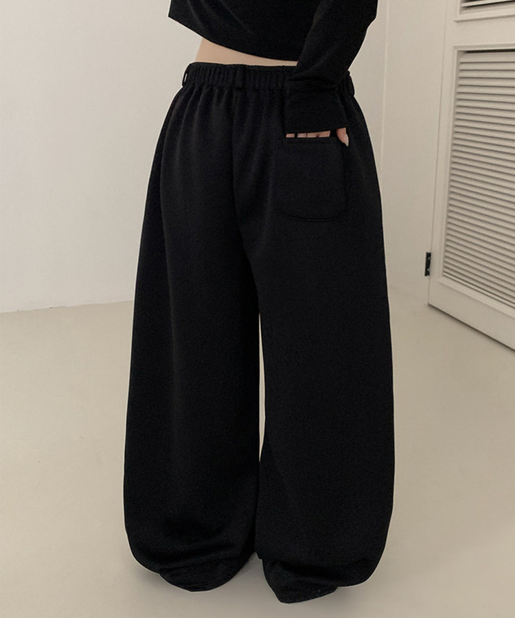ベルトループ付きスウェットパンツ BLACK