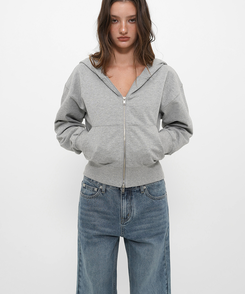 ミッドスウェットフードジップアップ MELANGE GRAY