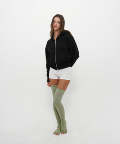 ミッドスウェットフードジップアップ BLACK