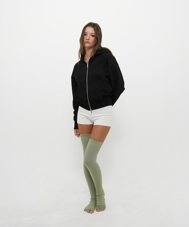 ミッドスウェットフードジップアップ BLACK