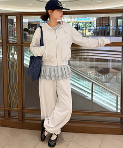 カットワイドトレーニングパンツ WHITE MELANGE