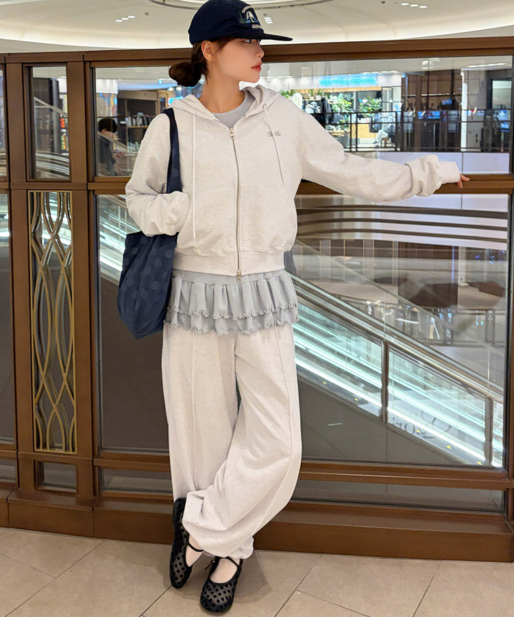 カットワイドトレーニングパンツ WHITE MELANGE