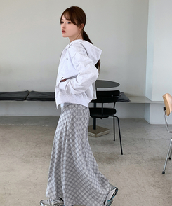 レタリング刺繍フードジップアップ WHITE MELANGE