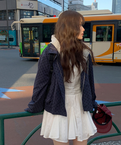 レタリング刺繍フードジップアップ GREY