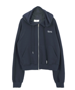 レタリング刺繍フードジップアップ