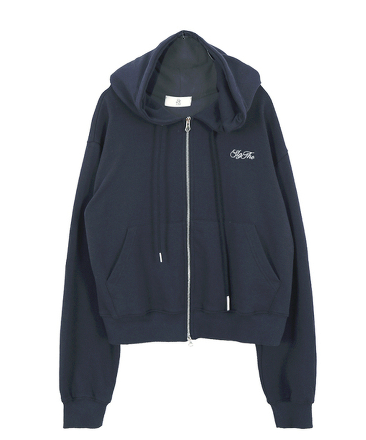 レタリング刺繍フードジップアップ