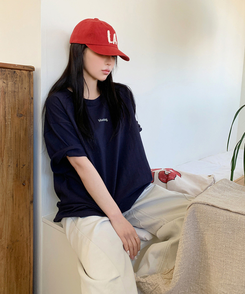 オーバーフィット半袖Tシャツ NAVY