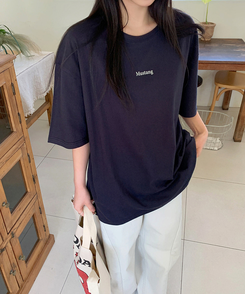 オーバーフィット半袖Tシャツ NAVY